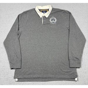 Bluenotes Rugby Polo Shirt Mens XL Gray Long Sleeve Crest Logo Cotton Casual
